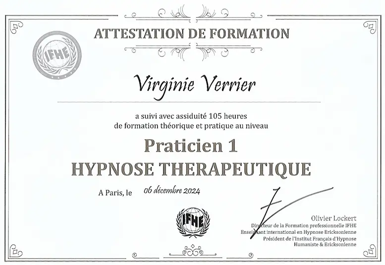 IFHE certificat hypnose therapeutique